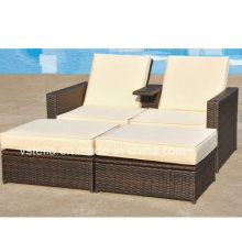 Outsunny De 3 piezas de mimbre PE Asiento Love Lounge cama de mimbre al aire libre